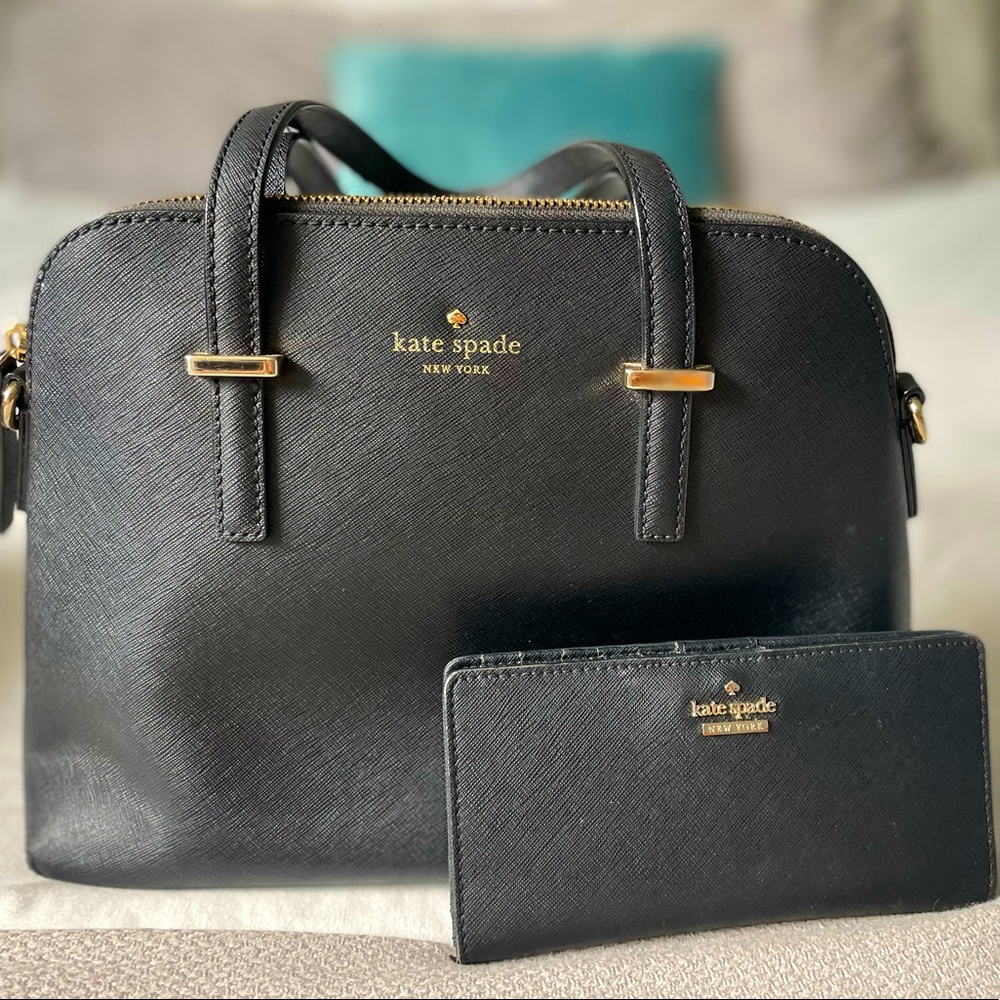 Kate Spade tote handbag black with matching wallet